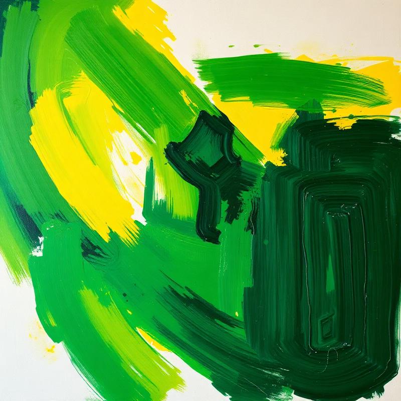 Green and yellow abstract painting